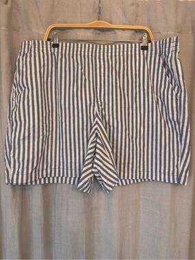 Lands' End Blue White Striped Mid Rise Shorts 22W NWOT